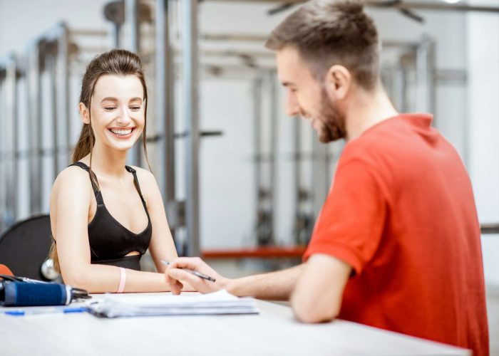 Woman during the medical consultation at the rehabilitation gym